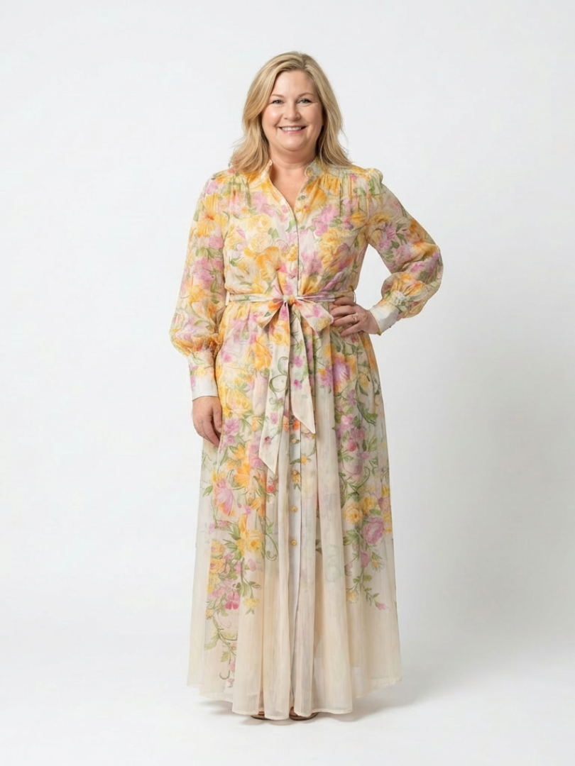 CRESSIDA™ | Floral Sheer Long Sleeve Maxi Dress