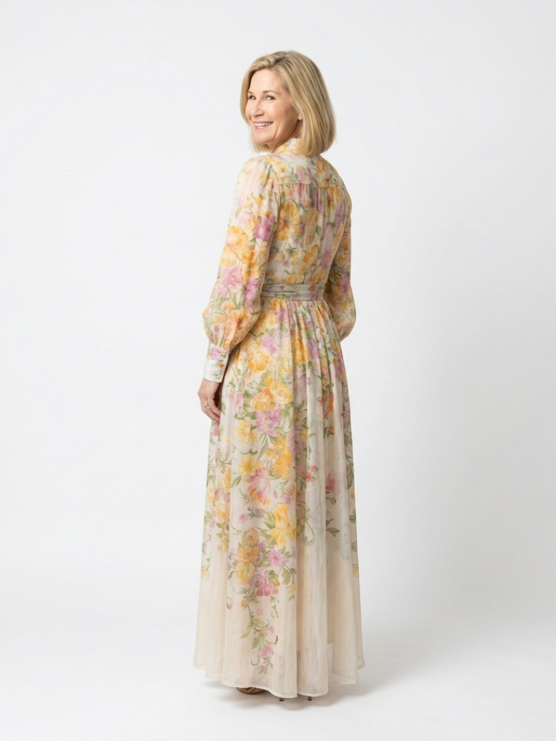 CRESSIDA™ | Floral Sheer Long Sleeve Maxi Dress