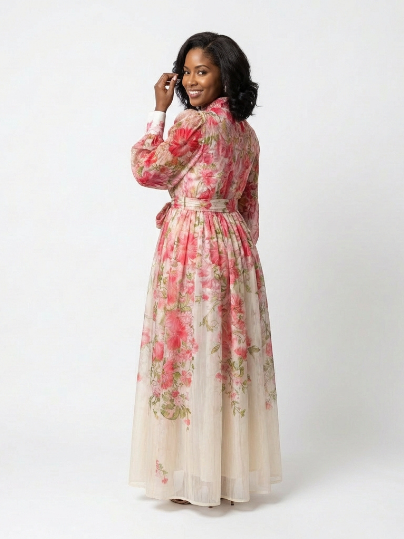 CRESSIDA™ | Floral Sheer Long Sleeve Maxi Dress