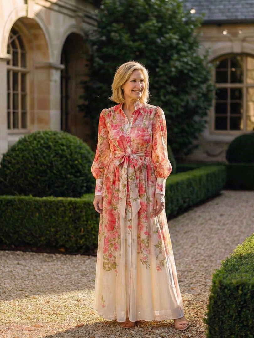 CRESSIDA™ | Floral Sheer Long Sleeve Maxi Dress